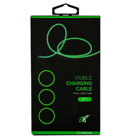 Astrotek LED Light-Up Flowing Micro USB Charger & Data Cable 1m — Green