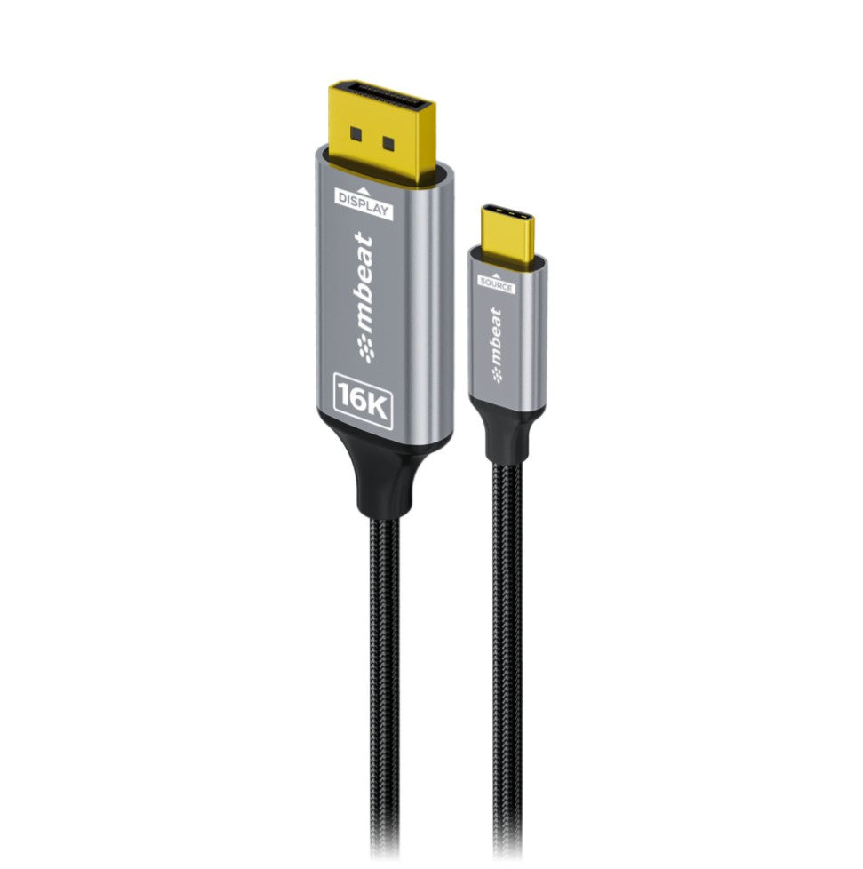 mbeat Tough Link 1.8m 16K USB-C to DP Cable - Space Grey 40Gbps USB-C (male) to