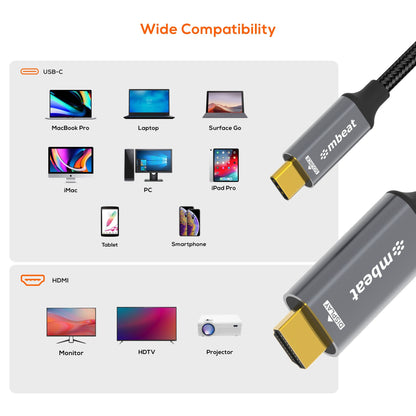 mbeat Tough Link 8K 1.8m USB-C to HDMI Cable  Host Interface: USB-C Output Inter