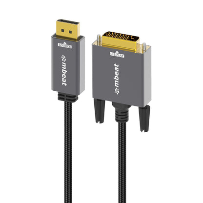 mbeat Tough Link 1.8m DisplayPort to DVI-D Cable Effortless plug and play Resolu