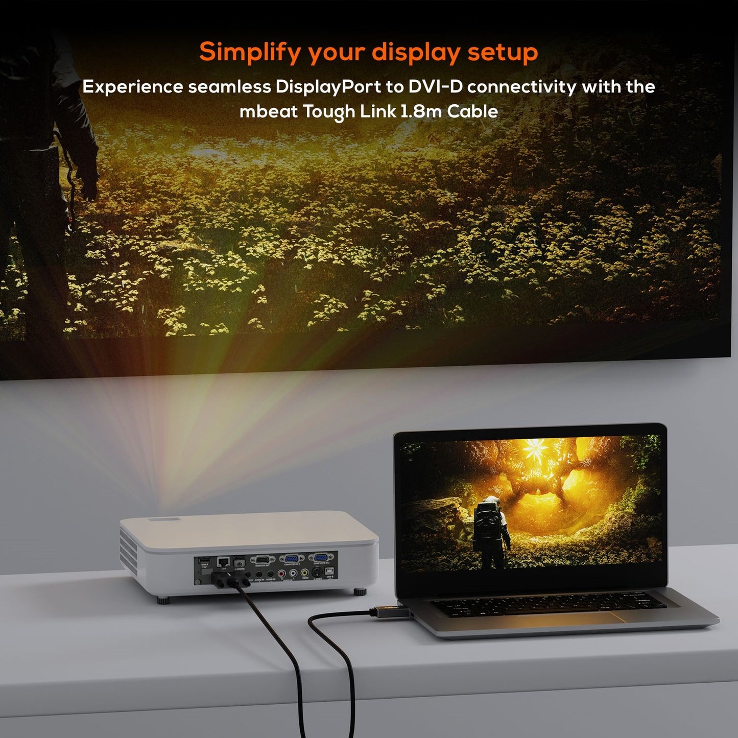 mbeat Tough Link 1.8m DisplayPort to DVI-D Cable Effortless plug and play Resolu