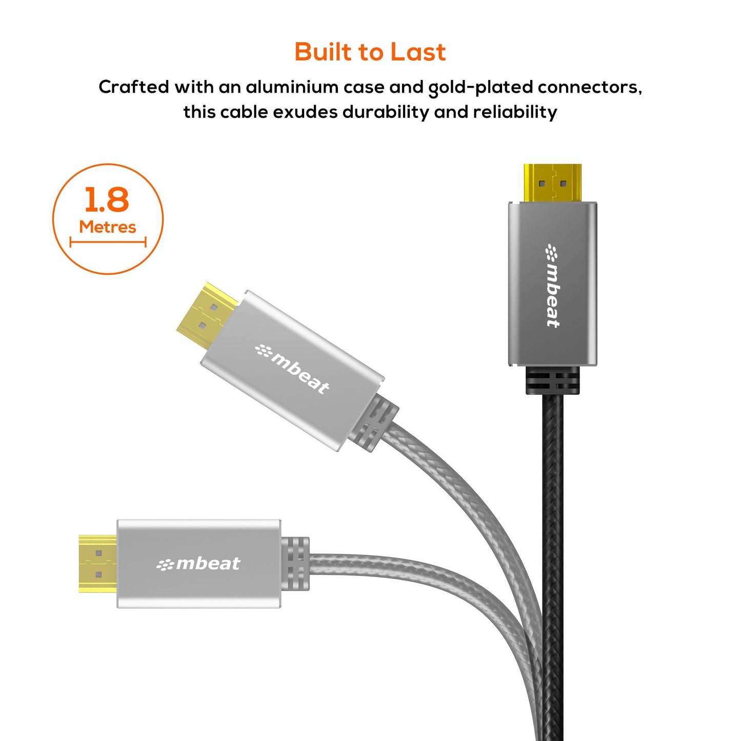 mbeat Tough Link 1.8m HDMI to DVI Cable  Up to 1080p@60Hz (1920×1080)  Cable Le
