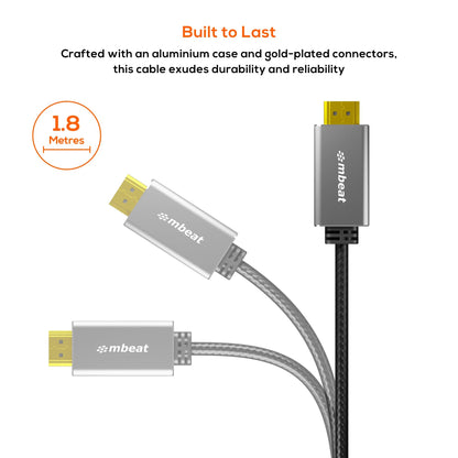 mbeat Tough Link 1.8m HDMI to DVI Cable  Up to 1080p@60Hz (1920×1080)  Cable Le