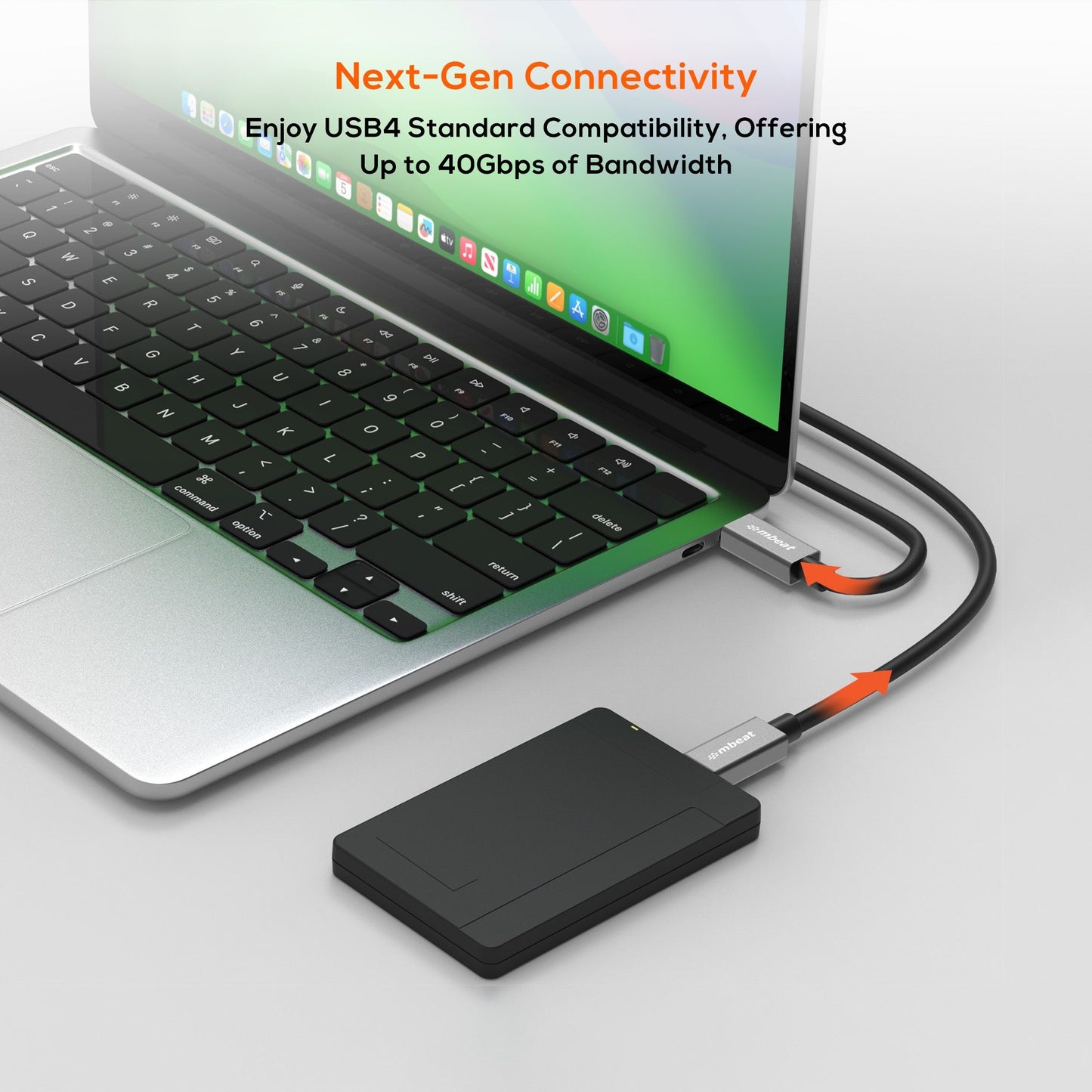 mbeat Tough Link 1m USB 4.0 USB-C Cable - Space Grey Video Resolution: Maximum 8