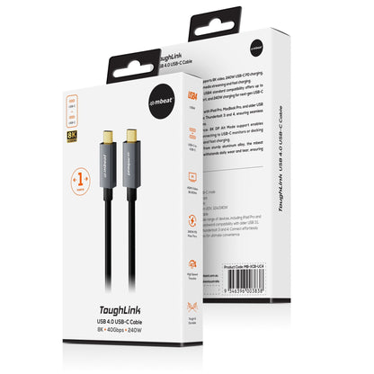 mbeat Tough Link 1m USB 4.0 USB-C Cable - Space Grey Video Resolution: Maximum 8