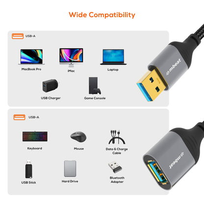 mbeat Tough Link 1.8m USB 3.0 to USB 3.0 Extension Cable  Plug-and-Play Adaptive