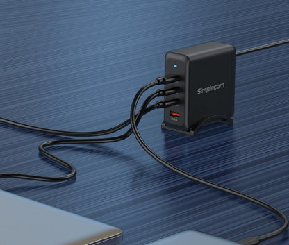 Simplecom CU400 4-Port PD 100W GaN Fast Charger 3xUSB-C + USB-A for Phone Tablet