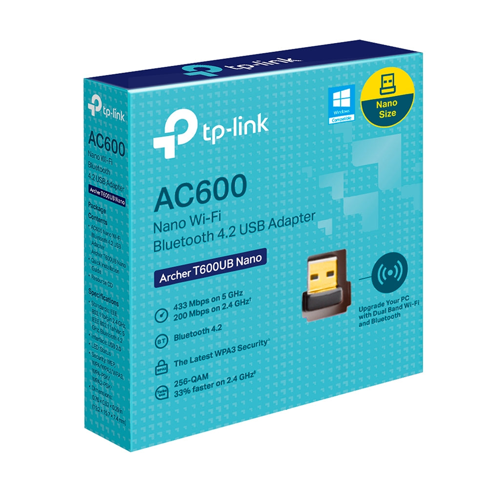 TP-Link Archer T600UB Nano AC600 Nano Wi-Fi Bluetooth USB Adapter, Up to 600Mbps