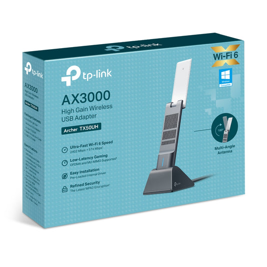 (EOL)TP-Link Archer TX50UH AX3000 High Gain Wireless USB Adapter, WiFi 6, Speeds up to 2402 Mbps@5GHz, 574 Mbps@2.4GHz
