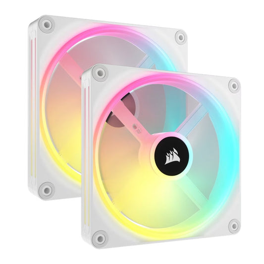 Corsair iCUE LINK QX140 RGB 140mm PWM PC Fans Starter Kit with iCUE LINK System Hub - White, Static Pressure Flow Type, 2000 RPM