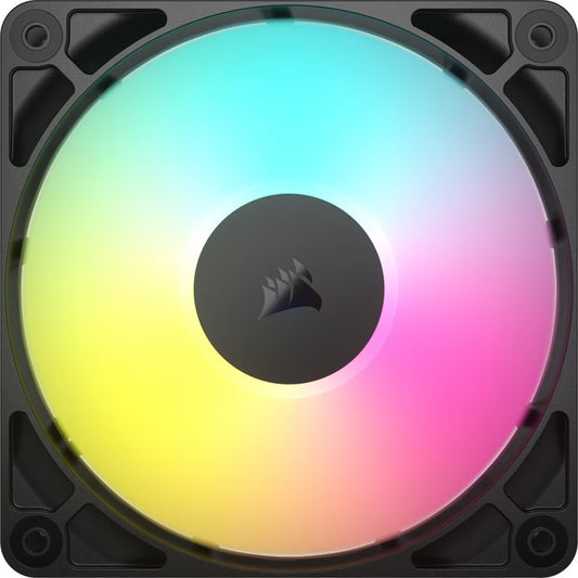 Corsair RS120 ARGB 120mm PWM Fans - Triple Pack - Black: 72.8 CFM, 2100 RPM, 36 dBA, 0.4A, RGB lighting, Static Pressure, Magnetic Dome Bearing