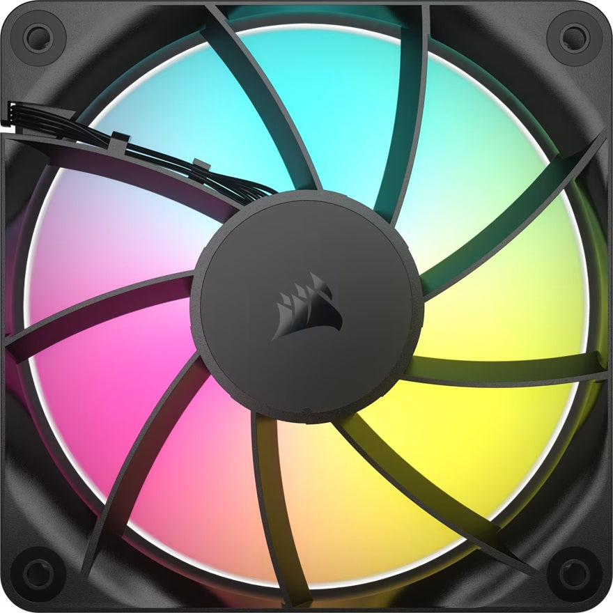 Corsair RS120 ARGB 120mm PWM Fans - Triple Pack - Black: 72.8 CFM, 2100 RPM, 36 dBA, 0.4A, RGB lighting, Static Pressure, Magnetic Dome Bearing