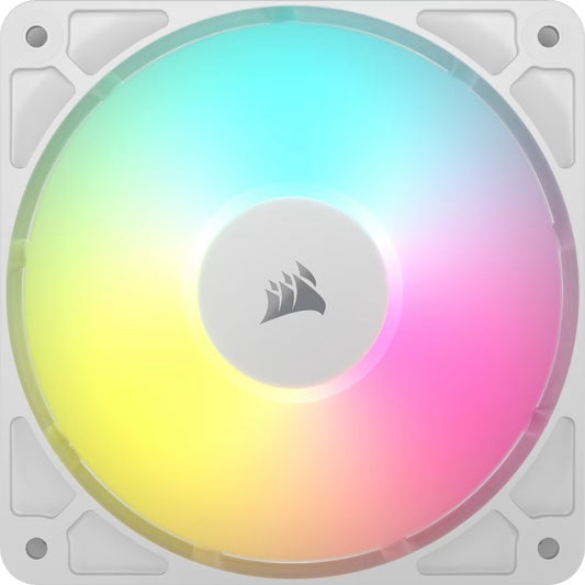 Corsair RS120 ARGB 120mm PWM Fans - Triple Pack - White: 72.8 CFM, 2100 RPM, 36 dBA, 0.4A, RGB lighting, Static Pressure, Magnetic Dome Bearing