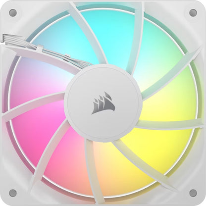 Corsair RS120 ARGB 120mm PWM Fans - Triple Pack - White: 72.8 CFM, 2100 RPM, 36 dBA, 0.4A, RGB lighting, Static Pressure, Magnetic Dome Bearing
