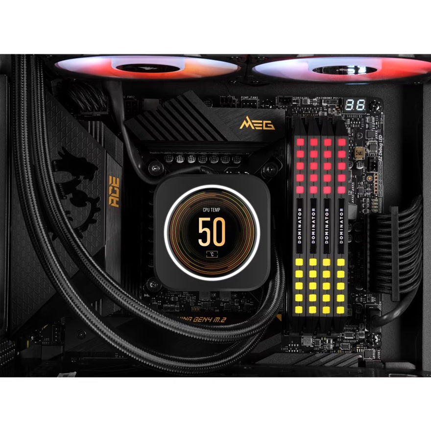 Corsair iCUE ELITE CPU Cooler LCD Display Upgrade Kit transforms your CORSAIR ELITE CAPELLIX CPU cooler into a personalized dashboard Display