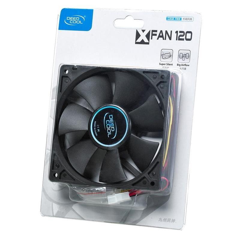 DeepCool XFAN 120 120mm Hydro Bearing Case Fan 3 Pin / Molex Connector, Black Stealth Appearance, Ideal for System Builds, Low RPM 26dB LS