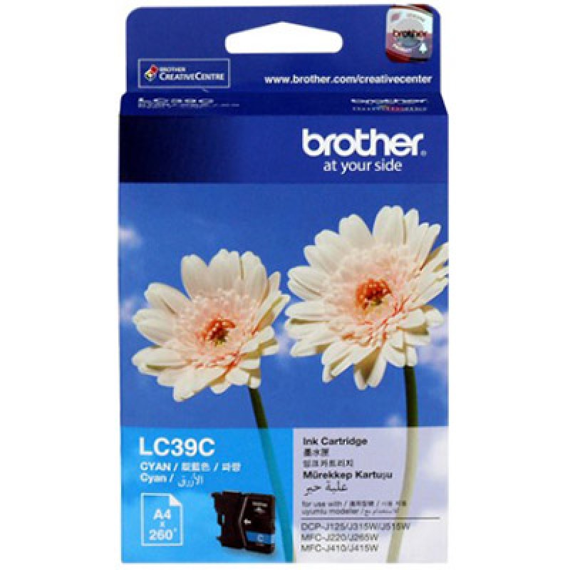 Brother LC-39C Cyan Ink Cartridge | DCP-J125, J315W, J515W, MFC-J220, J265W, J410
