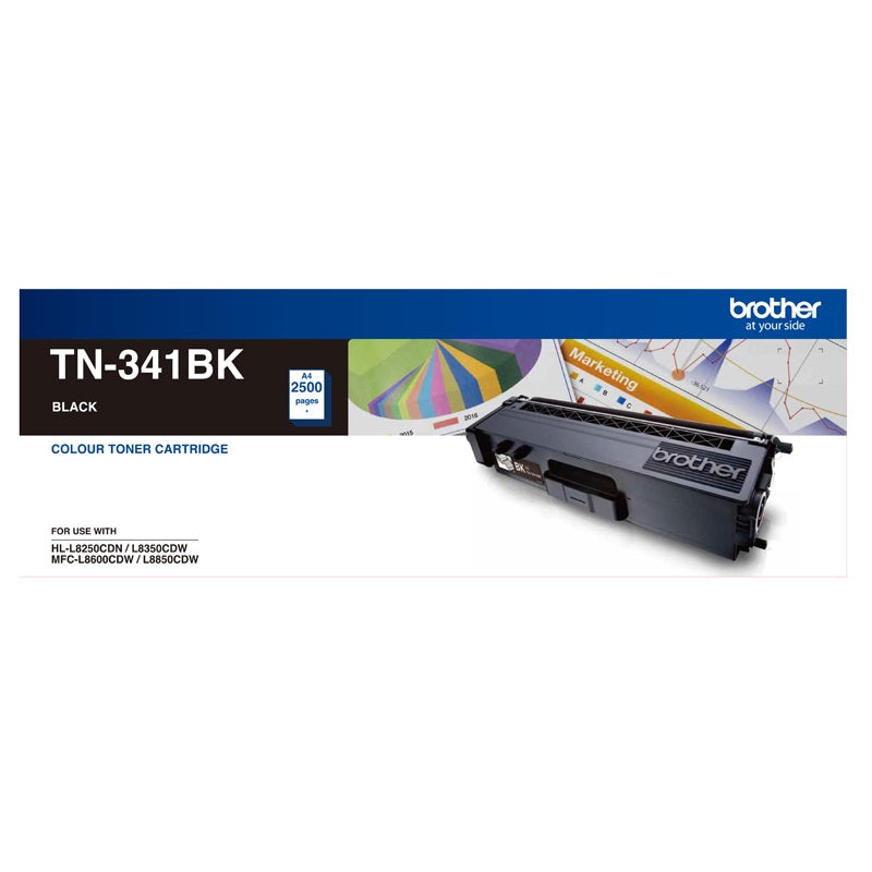 Brother TN-341BK Standard Yield Black Toner Cartridge | HL-L8250CDN, HL-L8350CDW