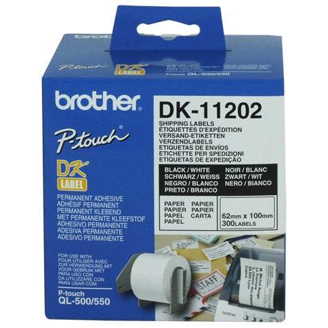 Brother White Shipping/Name Badge Labe 62mmX100mm,300 labels per roll