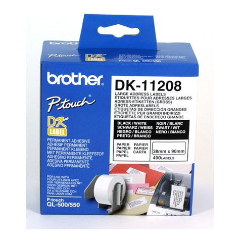 Brother White StandardLarge Address Label 38mmX90mm,400 per roll