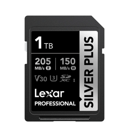 Lexar Professional SILVER PLUS 1TB SDXC™ UHS-I Card speeds of up to 205MB/s an