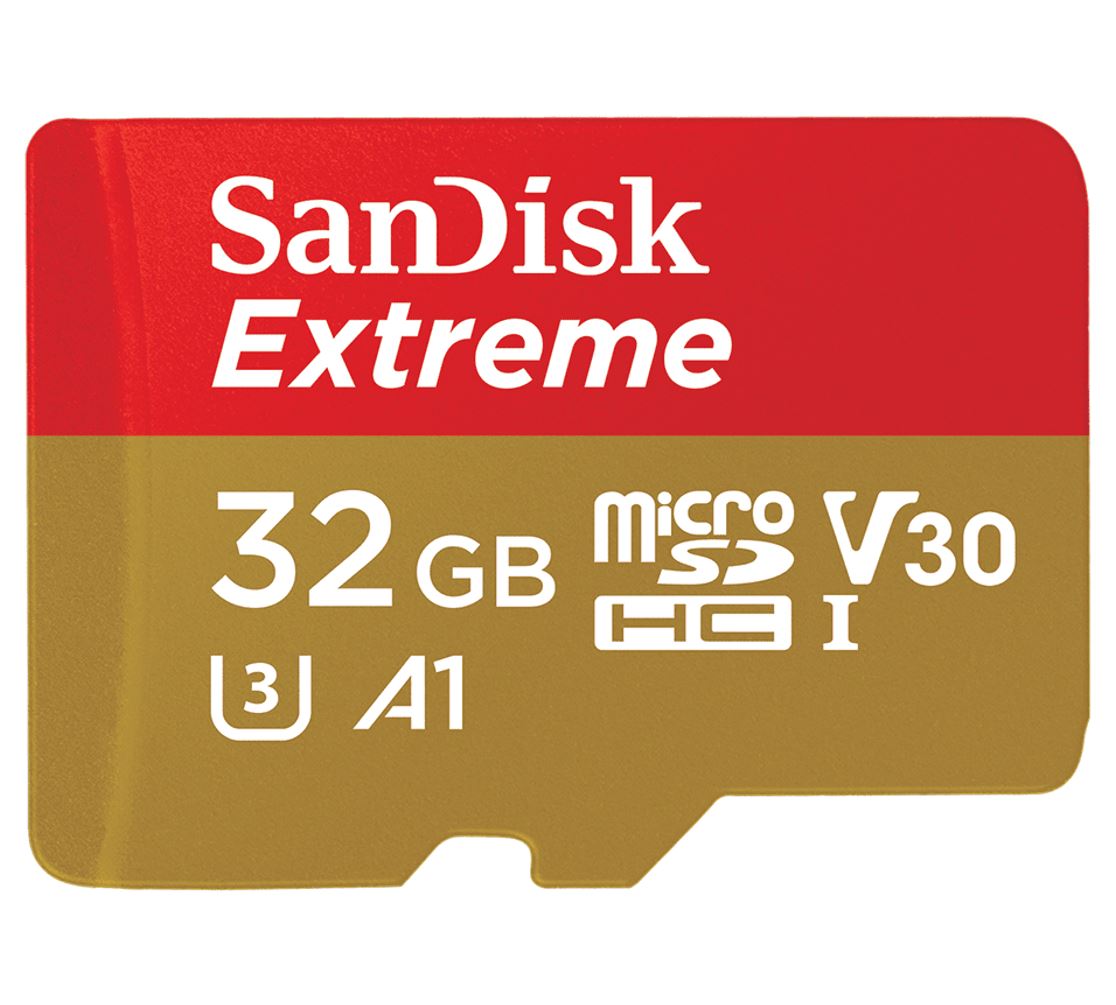 SanDisk Extreme 32GB microSD SDHC V30 U3 C10 A1 UHS-1 100MB/s R 60MB/s W 4x6 SD