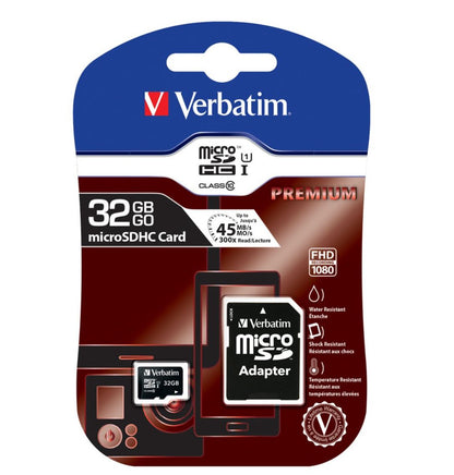 Verbatim 32GB Micro SDHC Class 10 UHS-I Memory Card — 45MB/s Read, 10MB/s Write