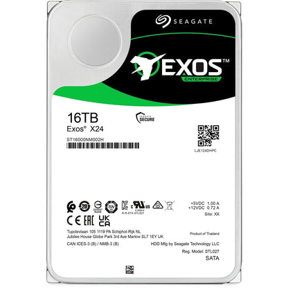 Seagate16TB 3.5' SATA EXOS X24, 512mb CACHE, Enterprise, 512E/4KN, 6GB/S, 7200RPM, 24x7 data availability HDD. 5 Years Warranty