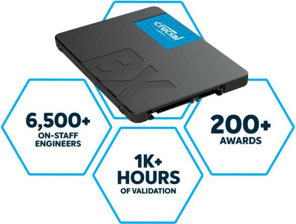 Crucial BX500 240GB 2.5" SATA III SSD — 540MB/s Read, 500MB/s Write, 3D NAND, 7mm