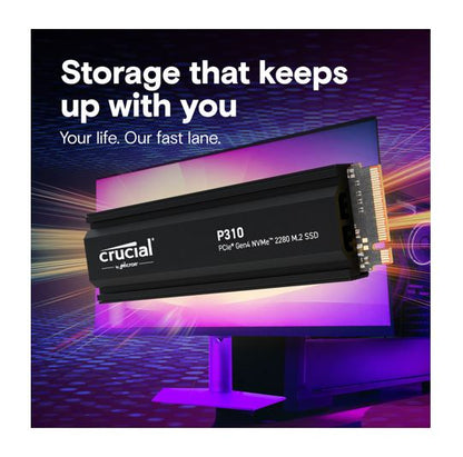 Crucial P310 4TB Gen4 2280 NVMe SSD Heatsink 7100/6000 MB/s R/W 800TBW 1000K/100