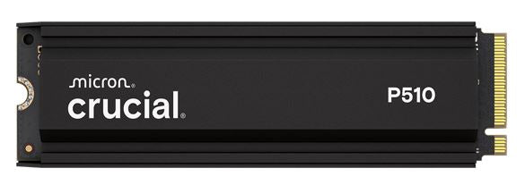 Crucial P510 2TB Gen5 2280 NVMe M.2 SSD Heatsink 10,000 / 8,700 MB/s R/W 1200TBW 1.4M IOPS 1.5M hrs MTTF Full-Drive Encryption 5yrs
