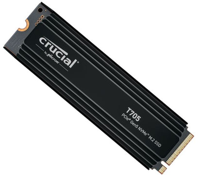 Crucial T705 2TB Gen5 NVMe SSD Heatsink - 14500/12700 MB/s R/W 1200TBW 1550K IOP