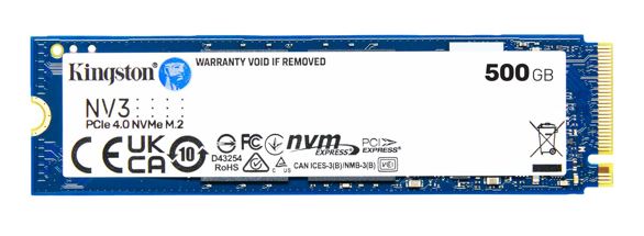Kingston SNV3S NV3 500GB PCle 4.0x4 NVMe M.2 2280 SSD 5000/3000MB/s compaitible Notebook and SFF 5Y Limited
