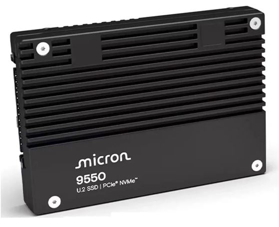Micron 9550 Pro 7.68TB Gen5 NVMe Enterprise SSD U.2 14,00/10,000 MB/s R/W 3300K/380K IOPS 58,300TBW 1DWPD 2Mhrs MTBF Server Data Centre 5yrs