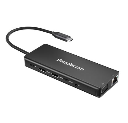 Simplecom CHN613 USB-C 13-in-1 Multiport Docking Station Dual HDMI + VGA Triple