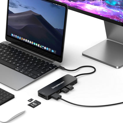 Simplecom CHT595 9-in-1 USB-C Multiport Docking Station with NVMe M.2 Enclosure 2xUSB-A 10Gbps, USB-C 10Gbps, HDMI 2.0 4K@60Hz, SD/MicroSD, PD100W
