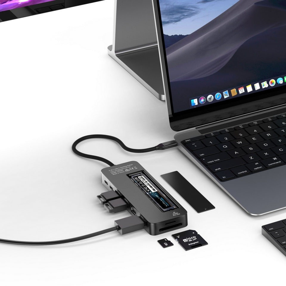 Simplecom CHT595 9-in-1 USB-C Multiport Docking Station with NVMe M.2 Enclosure 2xUSB-A 10Gbps, USB-C 10Gbps, HDMI 2.0 4K@60Hz, SD/MicroSD, PD100W