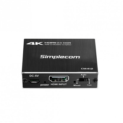 Simplecom CM412 HDMI 2.0 1x2 Splitter 1 IN 2 Out 4K@60Hz HDR10 2 Port HDMI Dupli