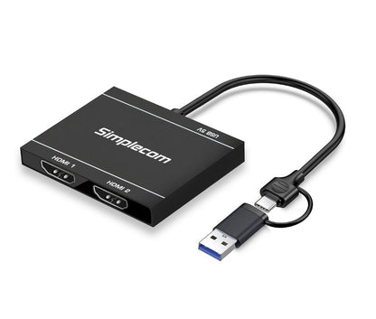 Simplecom DA327 USB 3.0 or USB-C to Dual HDMI Display Adapter for 2x 1080p Exten