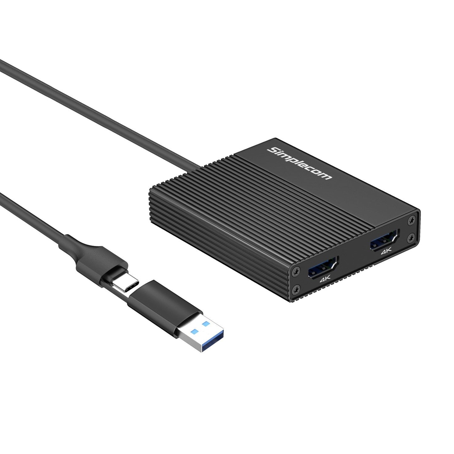 Simplecom DA369 USB 3.0 or USB-C to Dual 4K HDMI 2.0 Display Adapter for 2x 4K@6