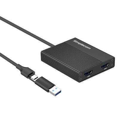 Simplecom DA369 USB 3.0 or USB-C to Dual 4K HDMI 2.0 Display Adapter for 2x 4K@6