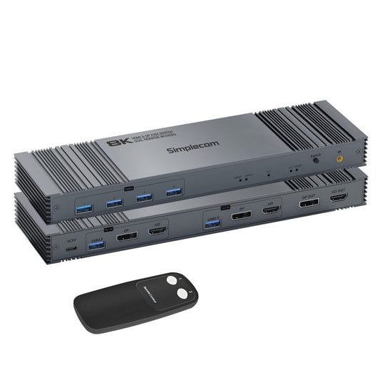 Simplecom KM490 HDMI and DisplayPort Dual Monitor KVM Switch for 2 Computers wit