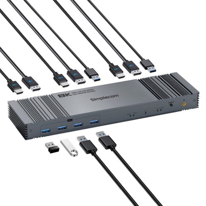 Simplecom KM490 HDMI and DisplayPort Dual Monitor KVM Switch for 2 Computers wit