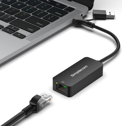 Simplecom NU405C SuperSpeed USB-C and USB-A to 2.5G Ethernet Network Adapter 2.5