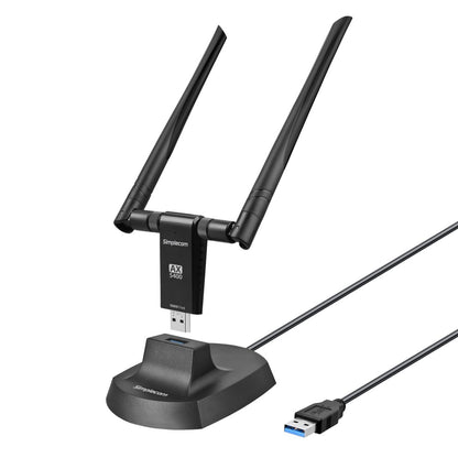 Simplecom NW811v3 AX5400 Tri-Band WiFi 6E USB Adapter with 2x 5dBi High Gain Ant