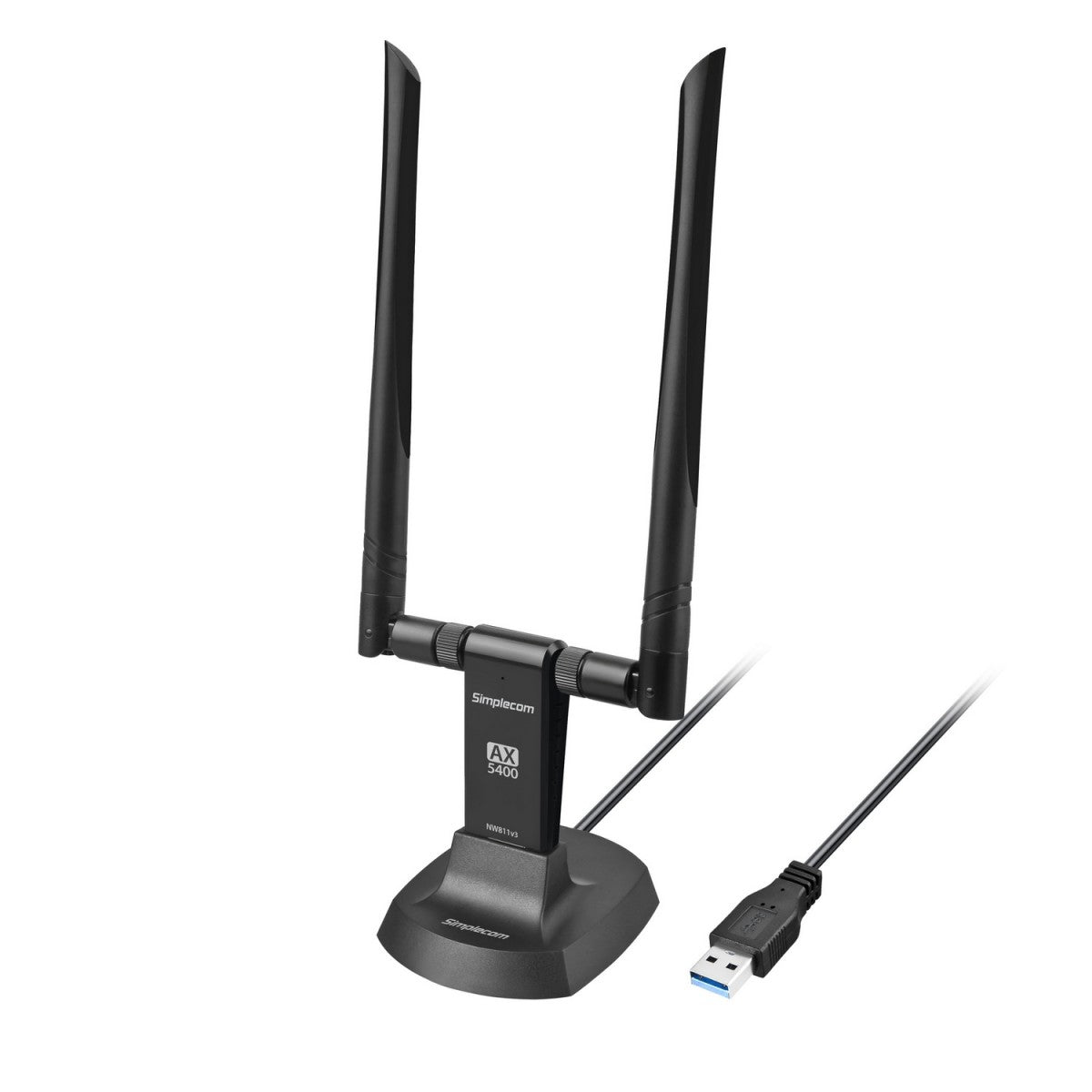 Simplecom NW811v3 AX5400 Tri-Band WiFi 6E USB Adapter with 2x 5dBi High Gain Ant
