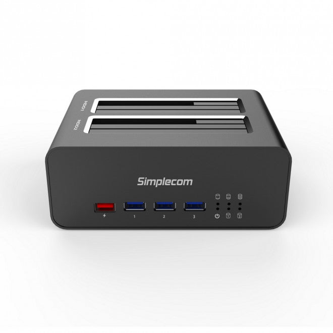 Simplecom SD352 USB 3.0 to Dual SATA Aluminium Docking Station with 3-Port Hub a