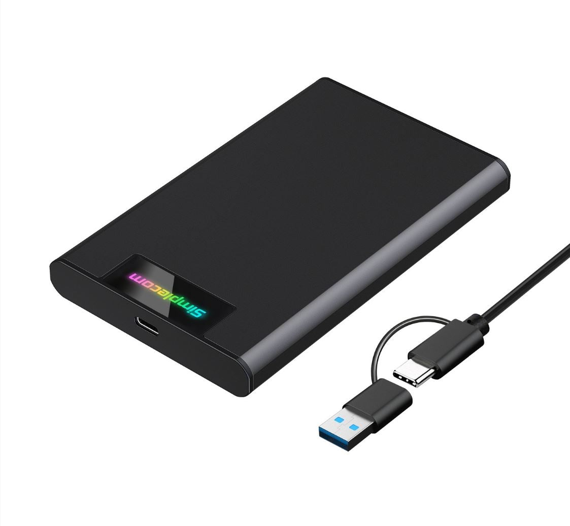 Simplecom SE239 Tool-free 2.5' SATA HDD SSD to USB-C Enclosure with RGB Lights U