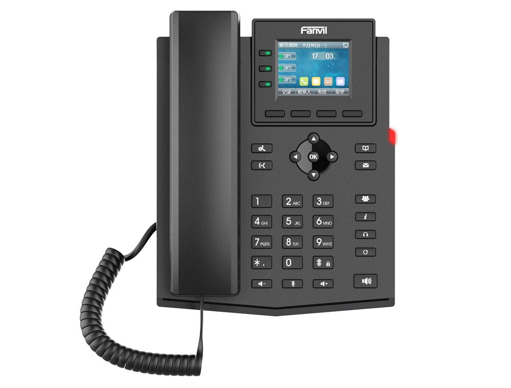 Fanvil X303-2 Wire IP Phone, 2.4-inch Color, RJ11 Interface and Supports 2-Wire Power, HD Voice, 6-Party Conferencing, 4 SIP Accounts