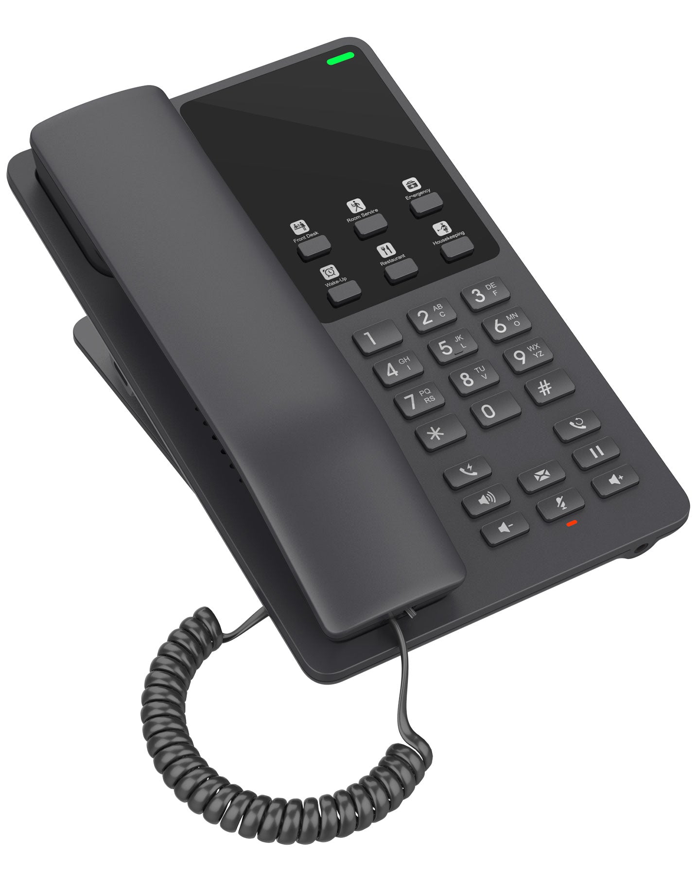 Grandstream GHP621 Desktop Hotel Voice IP Phone, Black, PoE, Wired Handset, 2 Lines, LCD, Gigabit Ethernet